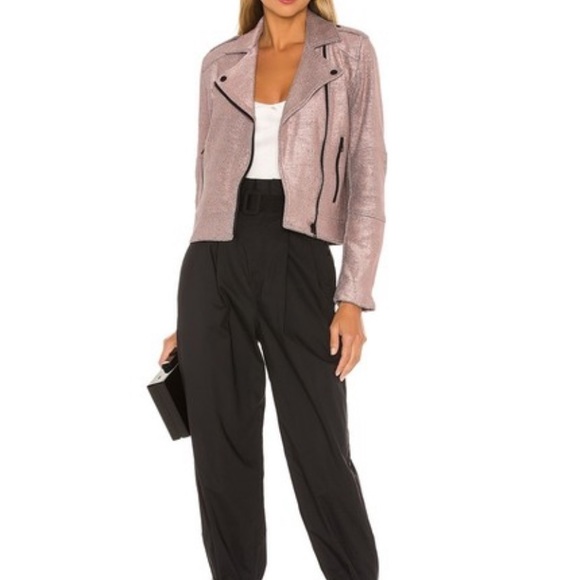 cupcakes & cashmere Jackets & Blazers - Cupcakes & Cashmere Pale Mauve Metallic Moto Jacket.